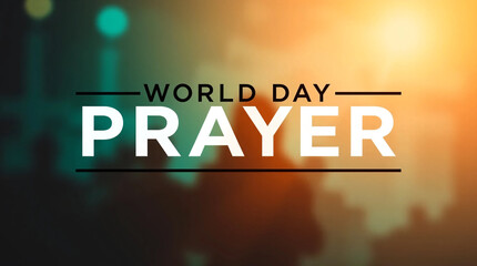 World Day of Prayer Vector with Silhouetted Backlighting, Terracotta and Teal Colors, and Bokeh Effect