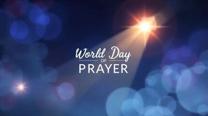 World Day of Prayer Illustration with Strong Light, Spiritual Vibe, Aura, and Harsh Shadows