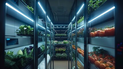 Futuristic microclimate farming system with thriving vegetables in controlled conditions