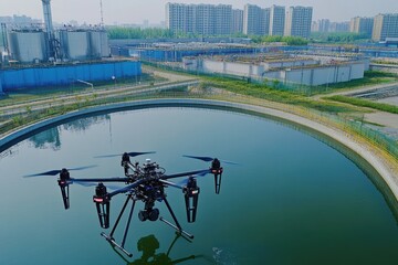 Drone Captures Industrial Water Reservoir Inspection Efficiently Using Advanced Technology