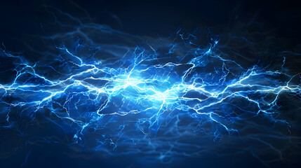 Obraz premium Dramatic blue lightning bolts illuminate a dark background, creating a dynamic energy effect