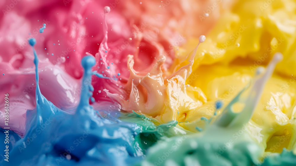 Leinwandbilder Vibrant Explosion of Colors with Rainbow Paint Splashes in Dynamic Abstract Art : Generative AI
