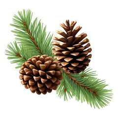 Pine branches with pine cones, green needles