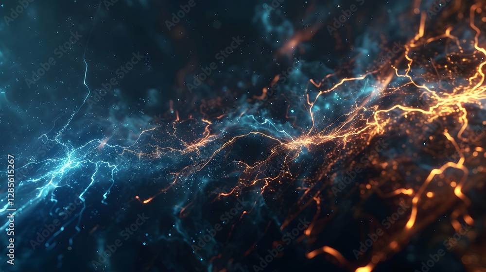 Aufkleber abstract representation of electric currents in blue and orange hues, creating a dynamic visual effe