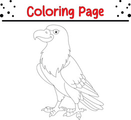 Cute Eagle Coloring Page. Bird coloring book page for kids