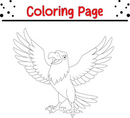 Cute Eagle Coloring Page. Bird coloring book page for kids