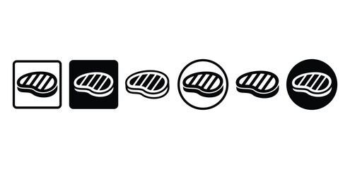 meat steak food icon vector design black white color simple flat illustration sets