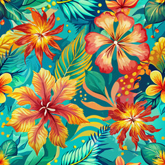 flowers tropical patterns oil painting tie dye scrapbook paper generate ai