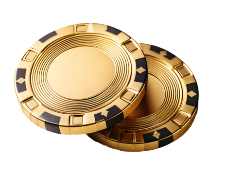 Gold poker chips cut out