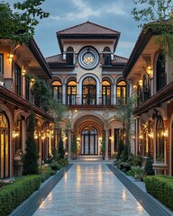 Obraz premium Elegant courtyard with stunning architecture design.