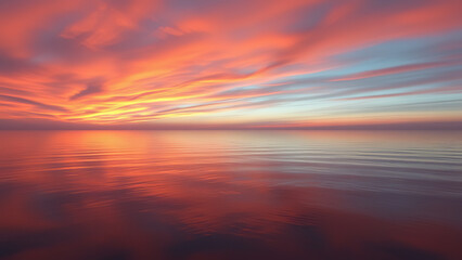 Crimson Solace: A Mesmerizing Sunset Serenades the Tranquil Waters