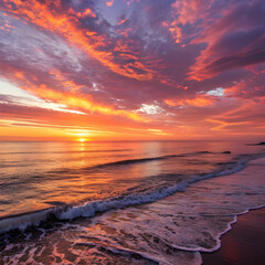 Stunning Sunset Ocean Beach: HD Wallpaper