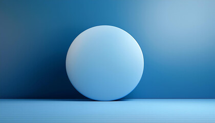 Smooth round shape in the center of a soft blue background with a minimalist aesthetic  

