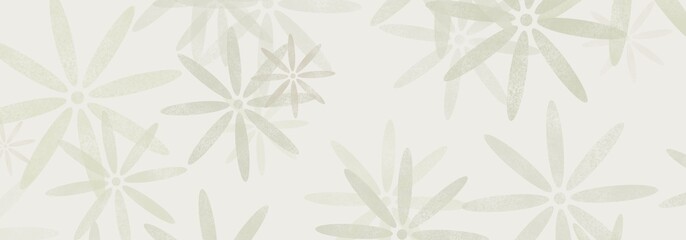 Retro textured floral banner, wide vintage inspired horizontal flower background for the spring