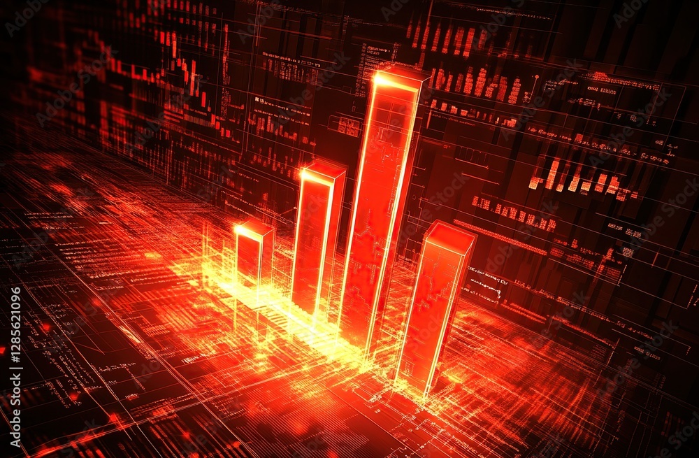 Aufkleber data visualization: growth chart shows exponential increase in digital metrics, reflecting technolog