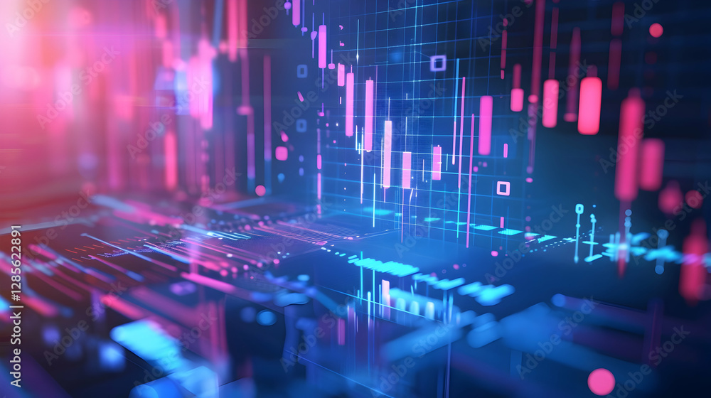 Poster abstract digital background with vibrant lines and patterns representing data flow and technology