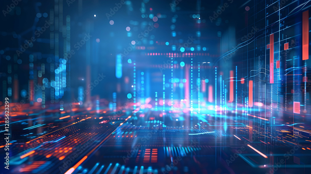 Aufkleber futuristic digital landscape with glowing data streams and abstract technology elements