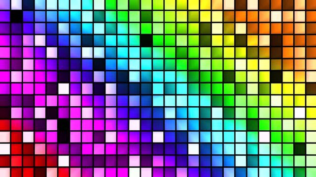Animated geometric colorful square polygon. Abstract shiny disco motion graphics. A vibrant geometric design 4k video footage.