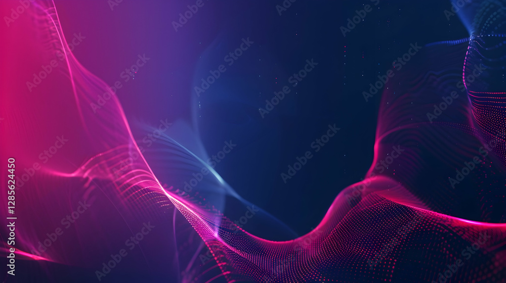 Poster abstract waves of pink and blue light create a dynamic background with depth and movement