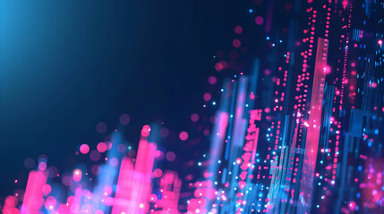 Vibrant abstract digital landscape with colorful lights and patterns against a dark background