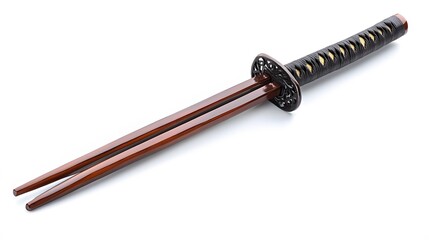 A pair of wooden chopsticks, isolated on white