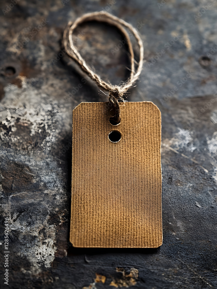 Poster Rustic Recycled Cardboard Tag on Weathered Surface Ideal for Handmade and EcoFriendly Products : Generative AI