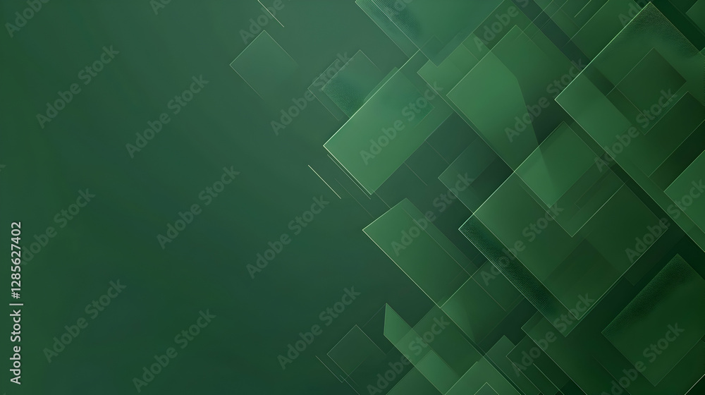 Poster abstract green background featuring layered translucent rectangles creating depth and texture