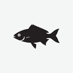 Download a high-quality black fish silhouette vector on a white background. Perfect for logos, icons, marine-themed designs, fishing graphics, and more. 