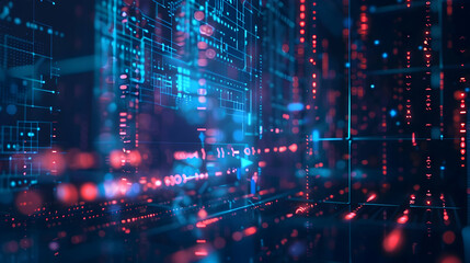 Obraz premium Abstract digital data visualization with glowing lines and nodes in a futuristic environment (1)