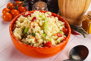 Vegan cuisine couscous with vegetables