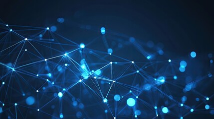 Abstract digital blue background with glowing network connections and the planet Earth. Digital technology, global connectivity concept. Data transfer or internet communication design element. Abstrac