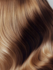 Fototapeta premium Lustrous Close-Up of Wavy Light Brown Hair with Natural Highlights in Soft Lighting : Generative AI