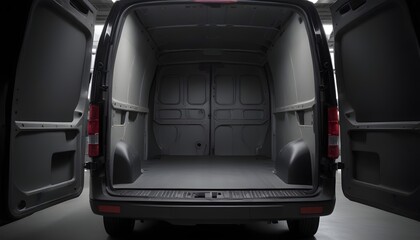 Empty cargo van interior with walls and floor