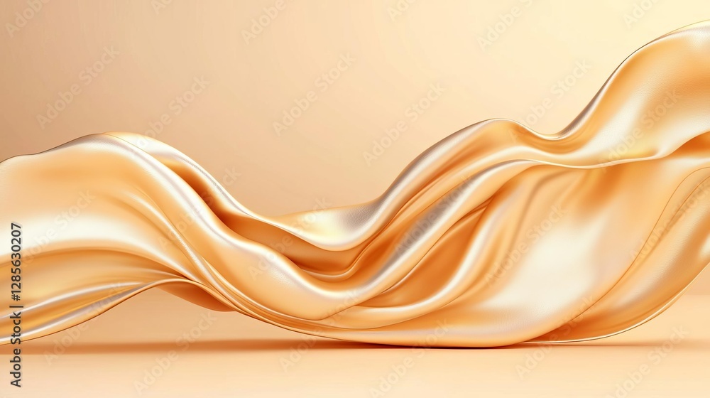 Poster elegant silky fabric in soft golden tones creating a smooth wave pattern.