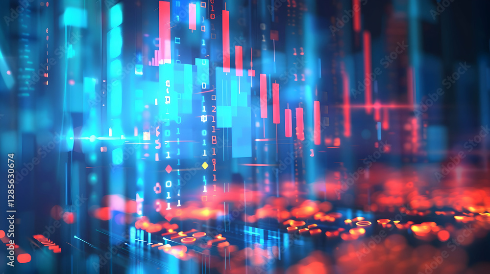 Aufkleber abstract digital data visualization with vibrant colors representing technology and innovation (1)