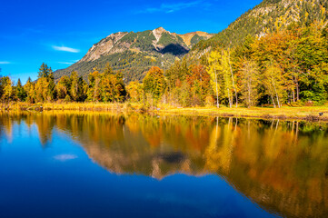 Herbst am Moorweiher, Oberstdorf, Bayern, Deutschland