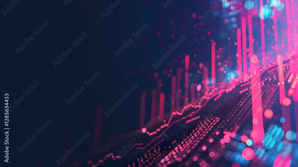 Poster abstract digital landscape showcasing vibrant data visualization with glowing lines and dots (1)