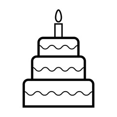 Sweet cake icon, bakery dessert food symbol, happy birthday day graphic vector illustration .