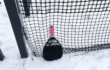 winter padel tennis court full of snow