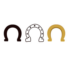 Horseshoe icon. Symbol for good luck. Horse, donkey hoof care.