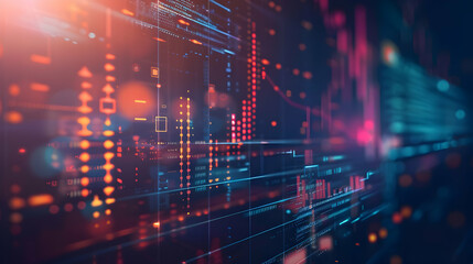 Obraz premium Abstract digital background featuring vibrant data streams and glowing elements in a tech environment