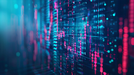 Fototapeta premium Abstract digital data visualization with vibrant colors and patterns representing information flow