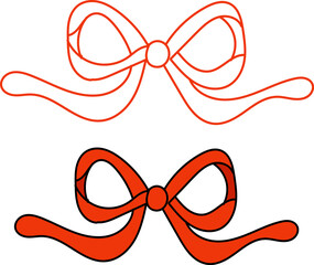  Red Coquette Ribbon Bow Decorative watercolor Wavy Aesthetic set
