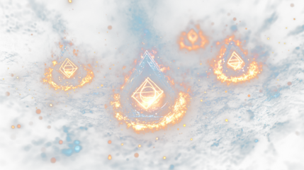 a dark background with fire and a triangle on it