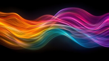 Obraz premium Abstract colorful wavy lines on black background