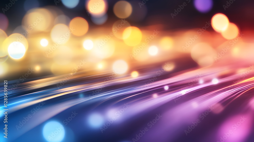 Aufkleber vibrant multicolored artistic bokeh light waves for creative abstract background : generative ai