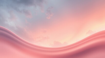 Gentle peach and pink sky with soft, curved hills create a serene, dreamy landscape.