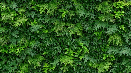 Lush Green Living Wall: Vibrant Foliage Texture AI Generated