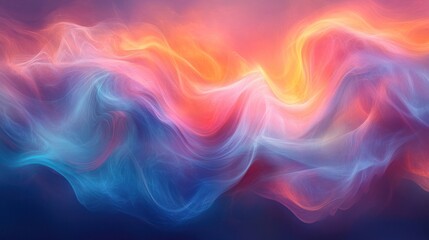 Fototapeta premium Abstract ethereal waves, vibrant colors, sunrise or sunset sky, digital art