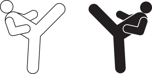 outline silhouette karate ka icon set